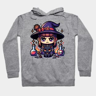 Mad Cute Witch and Black Kitty Hoodie